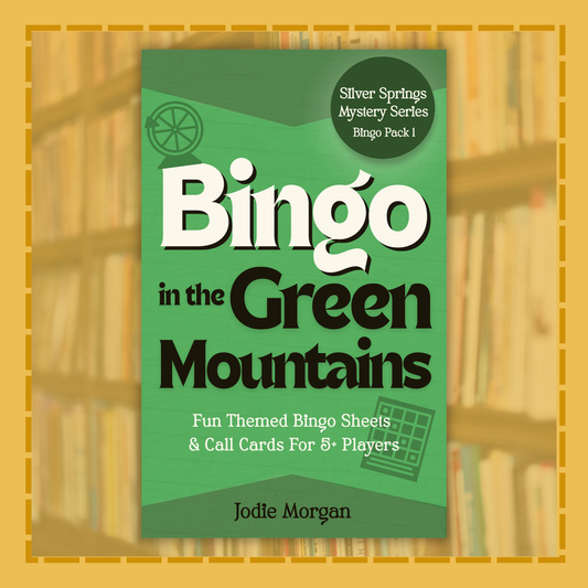 Book cover of 'Bingo in the Green Mountains' with a green background and text.