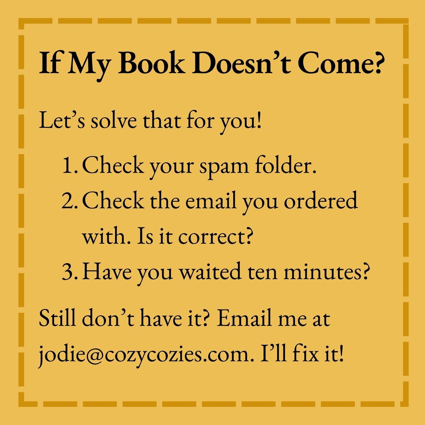 Instructions for checking book delivery status on a yellow background with text.