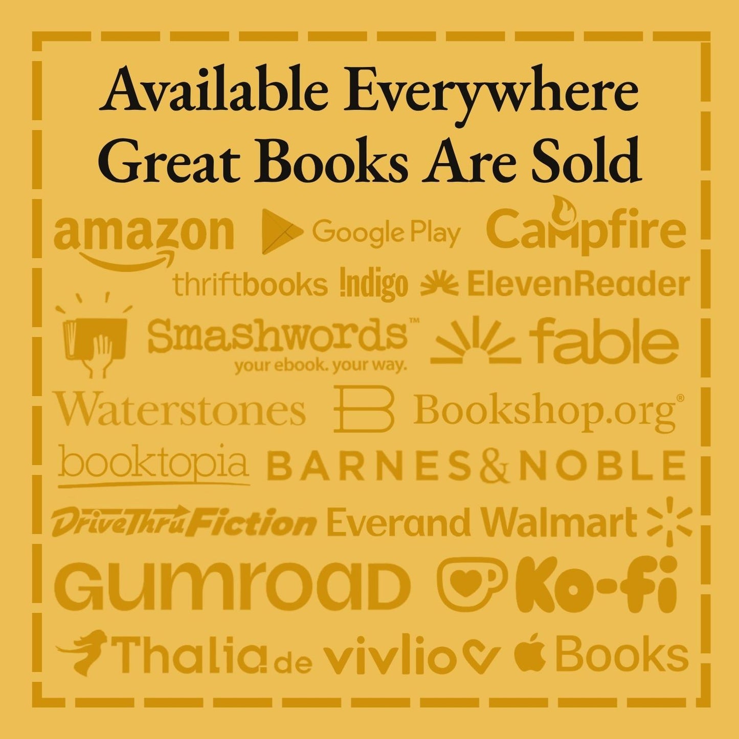 List of platforms where books are sold on a yellow background
