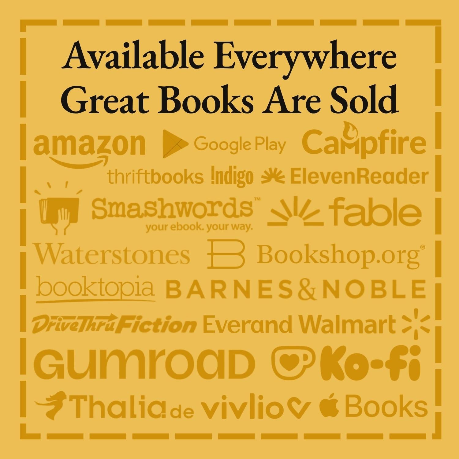 List of platforms where books are sold on a yellow background