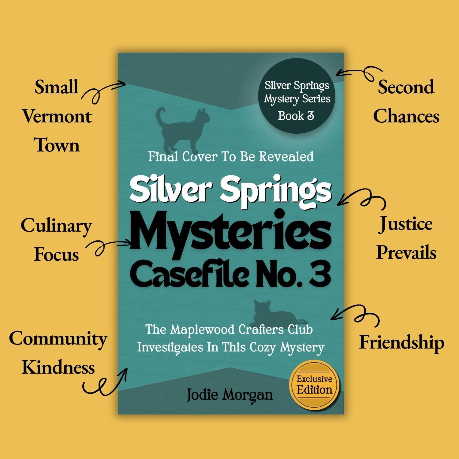 Book cover of 'Silver Springs Mysteries Casefile No. 3' with text elements on a yellow background