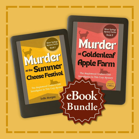 Two eBook covers for mystery novels on a yellow background with 'eBook Bundle' text.