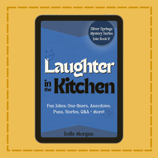 Ebook cover of 'Laughter in the Kitchen' on a yellow background