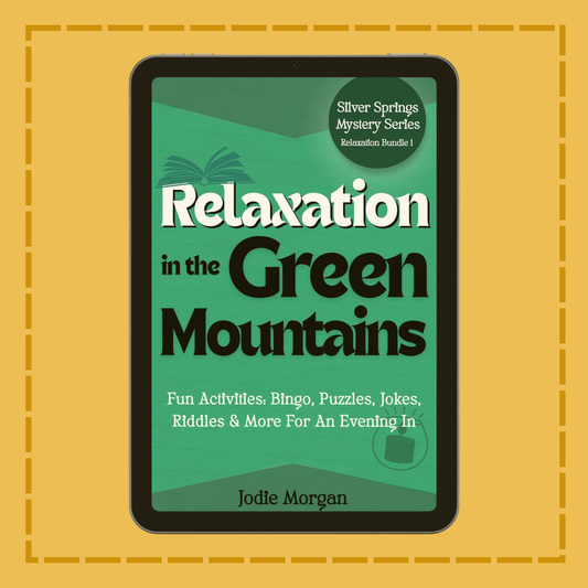 Book cover of 'Relaxation in the Green Mountains' on a yellow background
