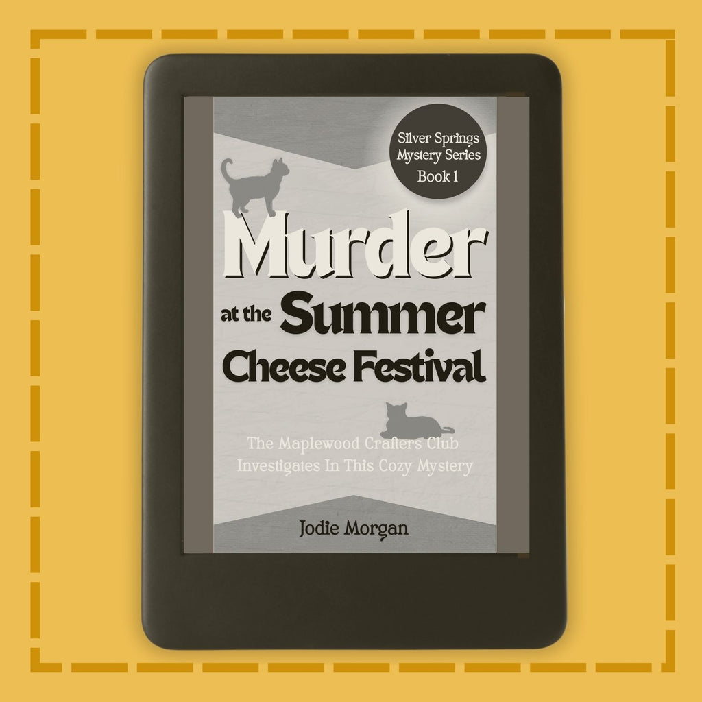 Murder At The Summer Cheese Festival on a black & white ereader.