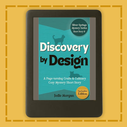 E-reader displaying a book cover titled 'Discovery by Design' on a yellow background