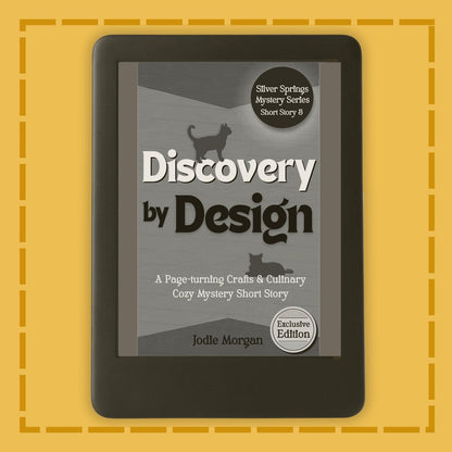 E-reader displaying a book cover titled 'Discovery by Design' on a yellow background