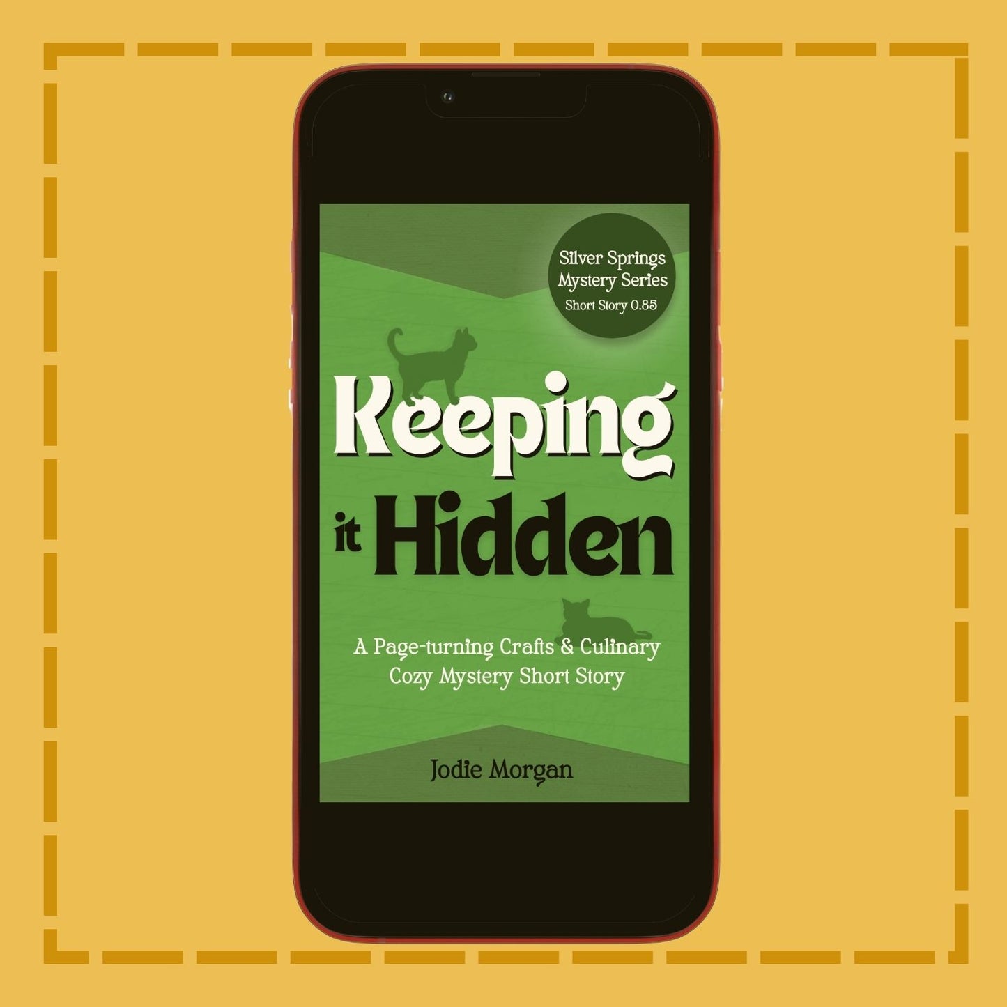 Phone displaying a book cover titled 'Keeping it Hidden' on a yellow background