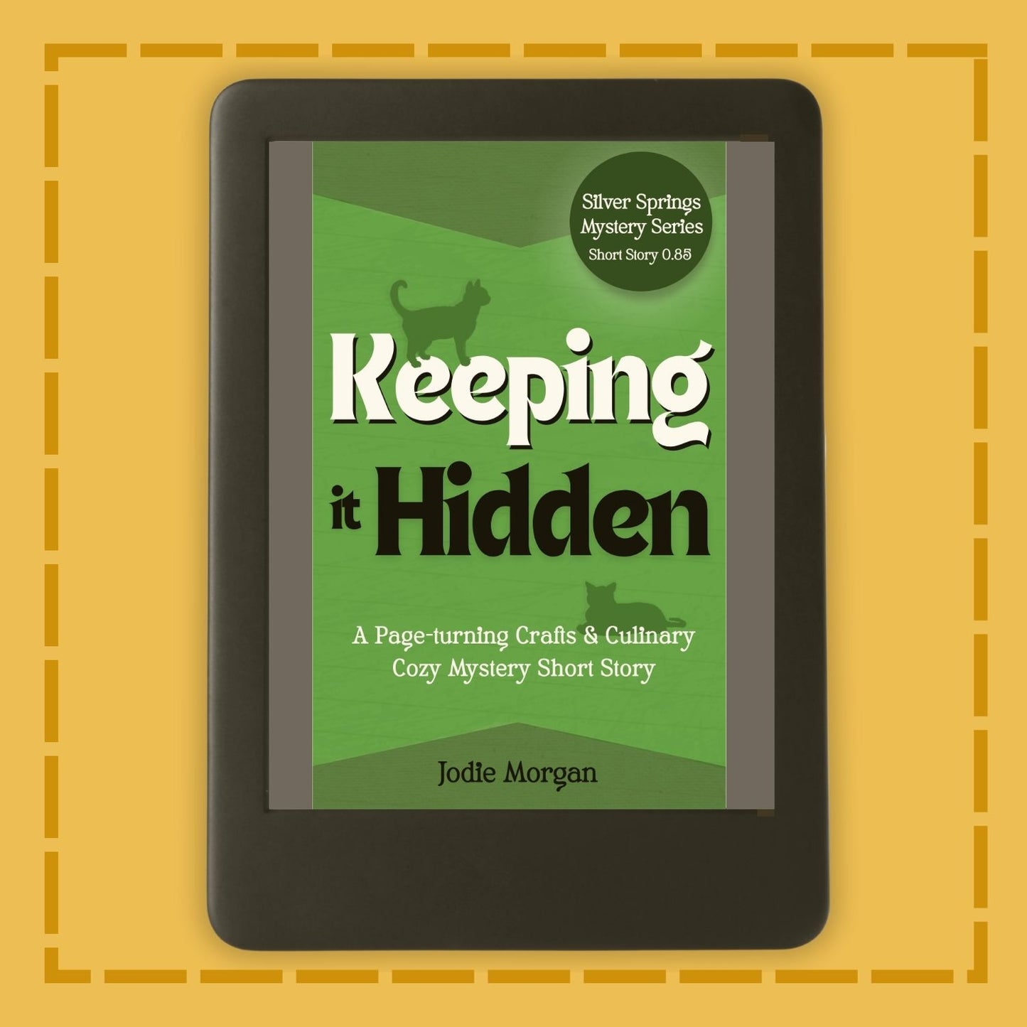 E-reader displaying a book cover titled 'Keeping it Hidden' on a yellow background