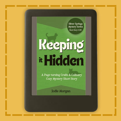 E-reader displaying a book cover titled 'Keeping it Hidden' on a yellow background