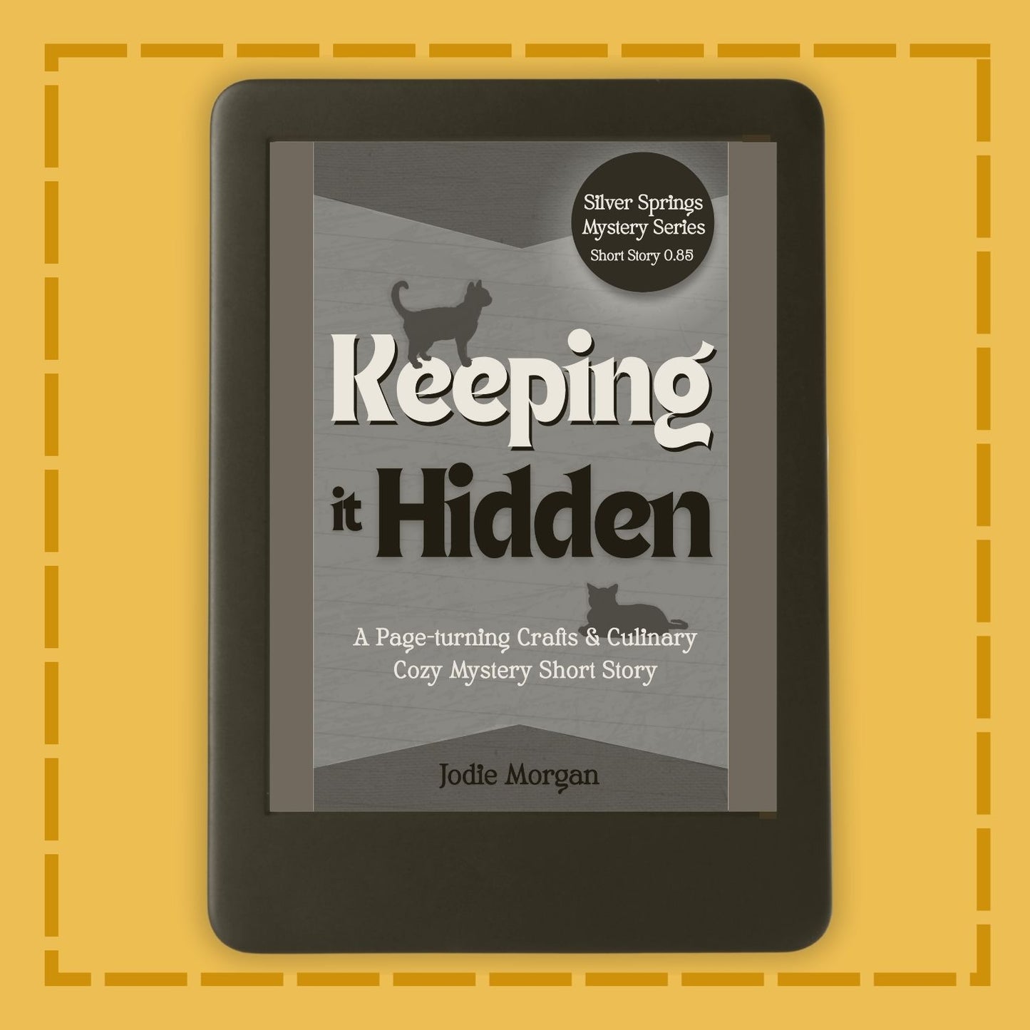 E-reader displaying a book cover titled 'Keeping it Hidden' on a yellow background