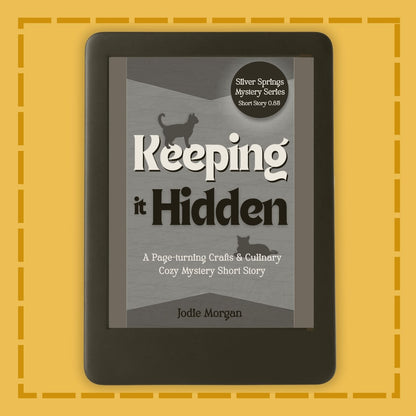 E-reader displaying a book cover titled 'Keeping it Hidden' on a yellow background
