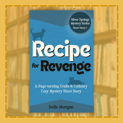 Book cover of 'Recipe for Revenge' by Jodie Morgan on a bookshelf background