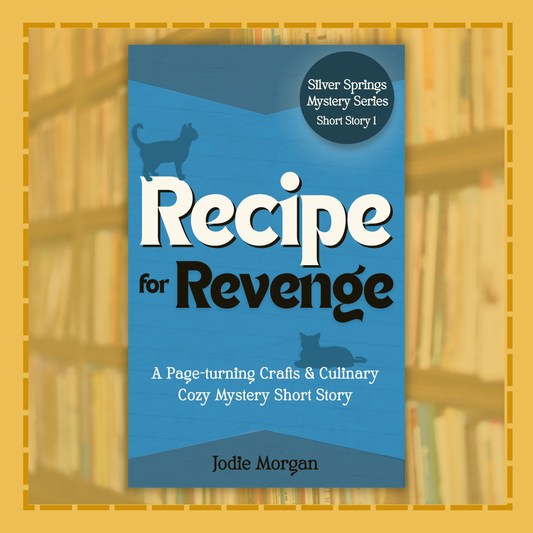 Book cover of 'Recipe for Revenge' by Jodie Morgan on a bookshelf background