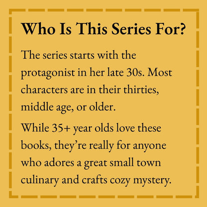 Text on a yellow background describing the target audience for a series.