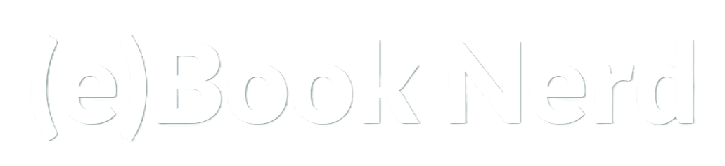 Logo of (e)BookNerd in white text on a black background